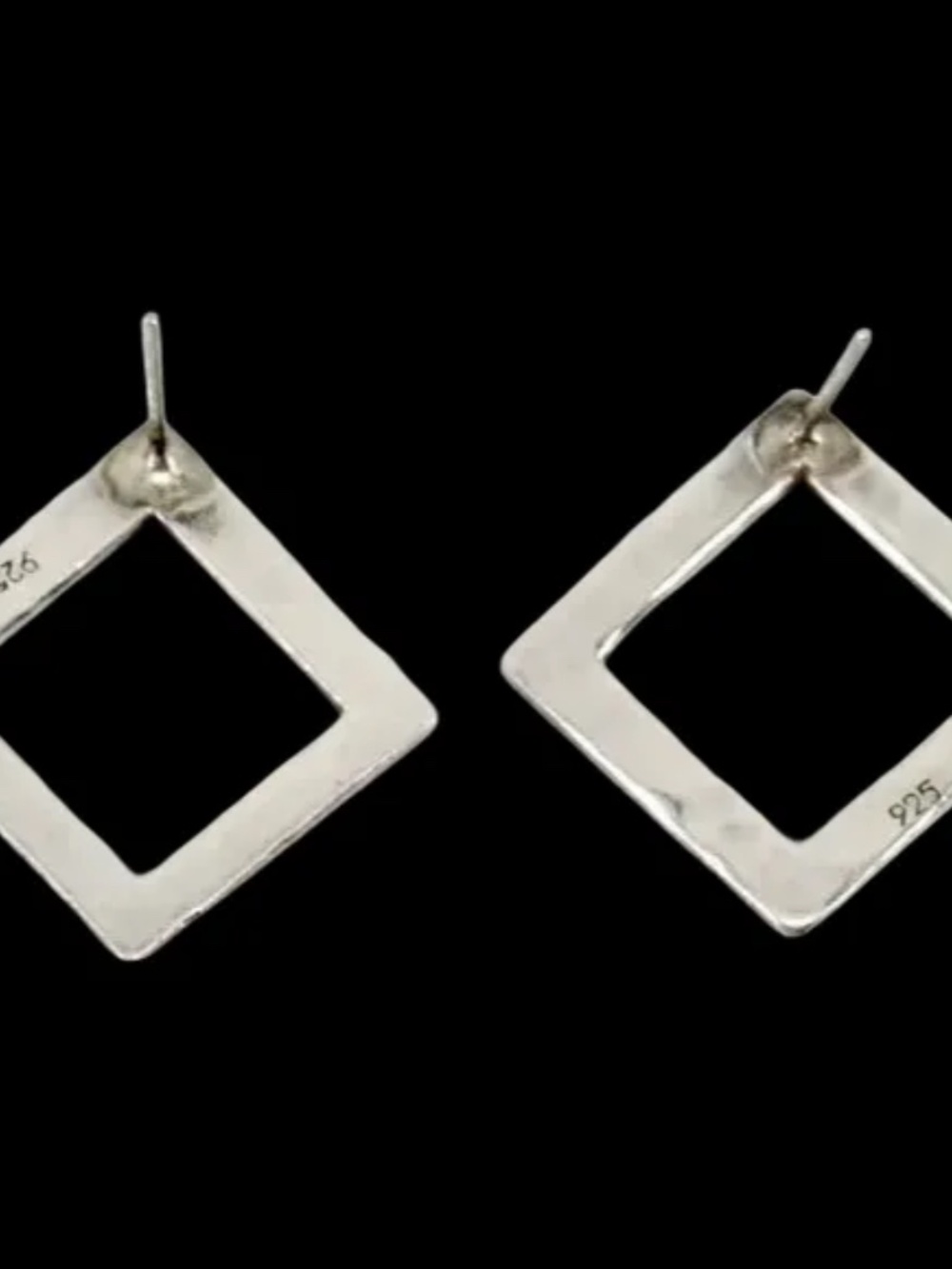 Hammered Sterling Silver .925 Square Post Stud Earrings 9.29 grams 1" x 1" - Picture 8 of 16